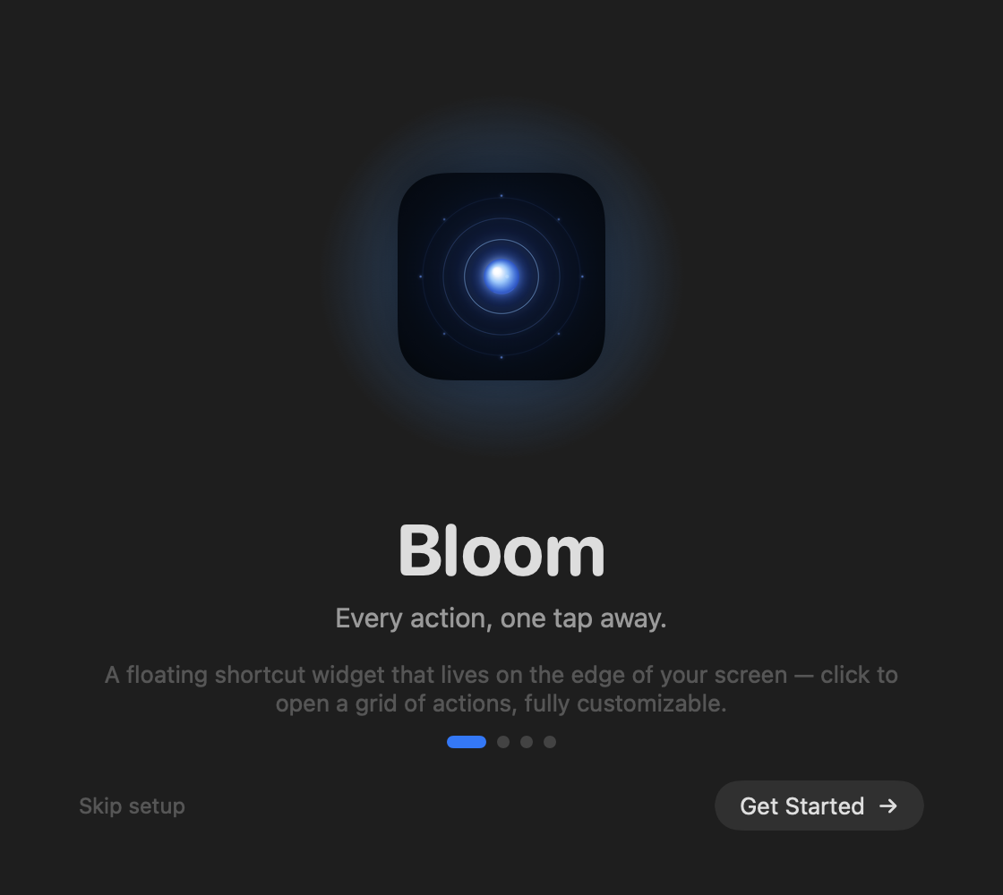 Bloom's welcome screen